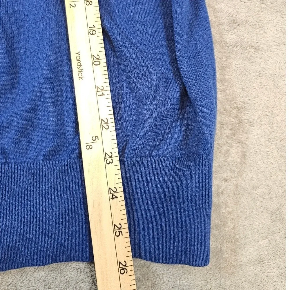 Banana Republic Mens Blue 1/4 Zip Sweater Textured Shoulder Mock Neck Pullover L